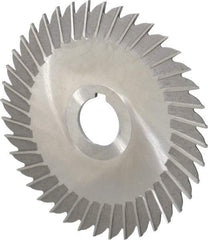 Made in USA - 5" Blade Diam x 3/32" Blade Thickness, 1" Hole, 40 Teeth, High Speed Steel Side Chip Saw - Straight Tooth, Arbor Connection, Right Hand Cut, Uncoated, with Keyway - Benchmark Tooling