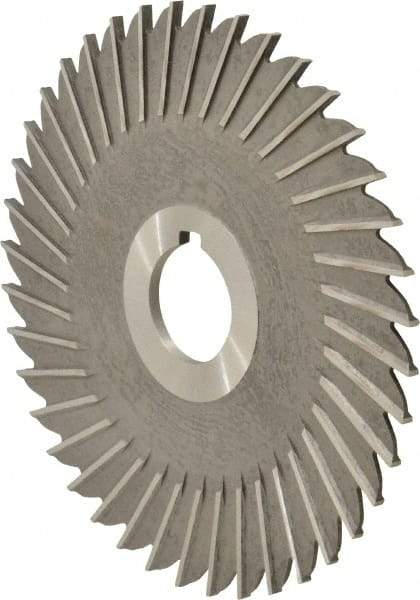 Made in USA - 5" Blade Diam x 1/8" Blade Thickness, 1" Hole, 40 Teeth, High Speed Steel Side Chip Saw - Straight Tooth, Arbor Connection, Right Hand Cut, Uncoated, with Keyway - Benchmark Tooling