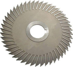 Made in USA - 6" Blade Diam x 1/8" Blade Thickness, 1-1/4" Hole, 48 Teeth, High Speed Steel Side Chip Saw - Straight Tooth, Arbor Connection, Right Hand Cut, Uncoated, with Keyway - Benchmark Tooling