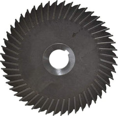 Made in USA - 6" Blade Diam x 1/8" Blade Thickness, 1" Hole, 48 Teeth, High Speed Steel Side Chip Saw - Straight Tooth, Arbor Connection, Right Hand Cut, Uncoated, with Keyway - Benchmark Tooling