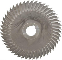 Made in USA - 6" Blade Diam x 5/32" Blade Thickness, 1" Hole, 48 Teeth, High Speed Steel Side Chip Saw - Straight Tooth, Arbor Connection, Right Hand Cut, Uncoated, with Keyway - Benchmark Tooling