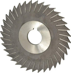 Made in USA - 6" Blade Diam x 3/16" Blade Thickness, 1-1/4" Hole, 48 Teeth, High Speed Steel Side Chip Saw - Straight Tooth, Arbor Connection, Right Hand Cut, Uncoated, with Keyway - Benchmark Tooling