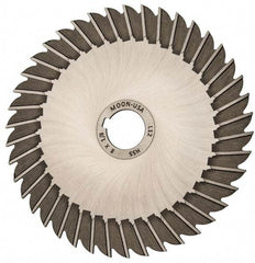 Made in USA - 8" Blade Diam x 1/8" Blade Thickness, 1-1/4" Hole, 42 Teeth, High Speed Steel Side Chip Saw - Straight Tooth, Arbor Connection, Right Hand Cut, Uncoated, with Keyway - Benchmark Tooling