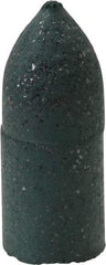 Made in USA - 3/8" Max Diam x 1" Long, Cone, Rubberized Point - Coarse Grade, Silicon Carbide, 1/8" Arbor Hole, Unmounted - Benchmark Tooling