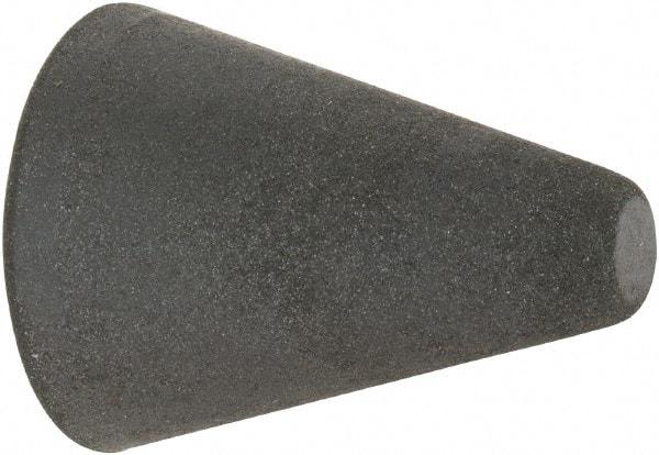 Made in USA - 1" Max Diam x 1-1/4" Long, Taper, Rubberized Point - Very Fine Grade, Silicon Carbide, 1/4" Arbor Hole, Unmounted - Benchmark Tooling