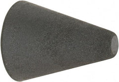Made in USA - 1" Max Diam x 1-1/4" Long, Taper, Rubberized Point - Very Fine Grade, Silicon Carbide, 1/4" Arbor Hole, Unmounted - Benchmark Tooling
