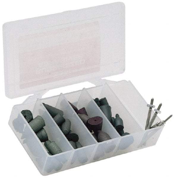 Made in USA - 102 Piece Rubberized Abrasive Point Set - Includes 1/8 Inch Diameter Shank - Benchmark Tooling