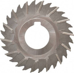 Made in USA - 3" Blade Diam x 1/16" Blade Thickness, 1" Hole, 28 Teeth, High Speed Steel Side Chip Saw - Staggered Tooth, Arbor Connection, Right Hand Cut, Uncoated, with Keyway - Benchmark Tooling