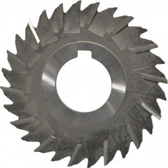 Made in USA - 3" Blade Diam x 1/8" Blade Thickness, 1" Hole, 28 Teeth, High Speed Steel Side Chip Saw - Staggered Tooth, Arbor Connection, Right Hand Cut, Uncoated, with Keyway - Benchmark Tooling