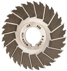 Made in USA - 4" Blade Diam x 3/32" Blade Thickness, 1" Hole, 32 Teeth, High Speed Steel Side Chip Saw - Staggered Tooth, Arbor Connection, Right Hand Cut, Uncoated, with Keyway - Benchmark Tooling