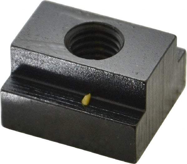 Gibraltar - 1/2-13 Tapped Through T Slot Nut - 11/16" Slot Width, 1-1/8 x 7/16" Base Width x Height, 1-1/4 x 3/4" OAL x Height - Benchmark Tooling