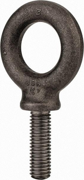 Gibraltar - 2,400 Lb Capacity, Steel, 1/2-13 Thread, Fixed Lifting Eye Bolt - Fully Threaded, 1-1/2" Shank, 1-1/2" Thread Length, Shoulder - Benchmark Tooling