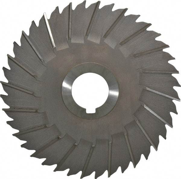 Made in USA - 6" Blade Diam x 5/32" Blade Thickness, 1-1/4" Hole, 40 Teeth, High Speed Steel Side Chip Saw - Staggered Tooth, Arbor Connection, Right Hand Cut, Uncoated, with Keyway - Benchmark Tooling