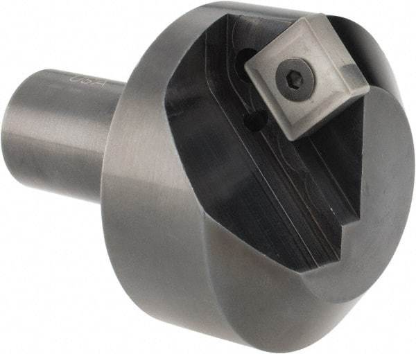 Cutting Tool Technologies - 100° Included Angle, 1.9" Max Cut Diam, 1.9mm Body Diam, 3/4" Shank Diam, 2-3/8" OAL, Indexable Countersink - 0.27" LOC, Square Insert, SNMG 432 Insert Style, Negative Rake, Series NC - Benchmark Tooling