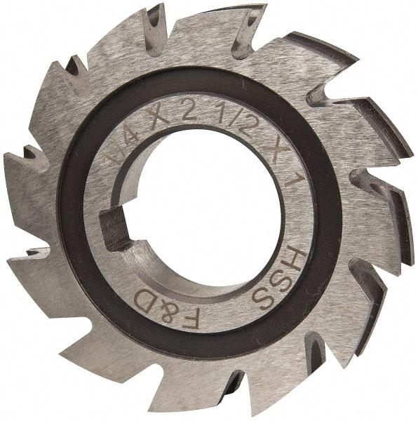 Made in USA - 1/8" Radius, 1/4" Circle Diam, 2-1/2" Diam x 0.445" Wide Cut, High Speed Steel Concave Radius Cutter - 2-1/2" OAL, Arbor Connection, Uncoated, Form Relieved, 10 Teeth - Benchmark Tooling