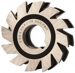 Made in USA - 3/8" Radius, 3/4" Circle Diam, 3-3/4" Diam x 1.197" Wide Cut, High Speed Steel Concave Radius Cutter - 3-3/4" OAL, Arbor Connection, Uncoated, Form Relieved, 10 Teeth - Benchmark Tooling