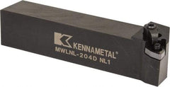 Kennametal - MWLN, Left Hand Cut, 5° Lead Angle, 1-1/4" Shank Height x 1-1/4" Shank Width, Negative Rake Indexable Turning Toolholder - 6" OAL, WN..43. Insert Compatibility, Series Kenloc - Benchmark Tooling