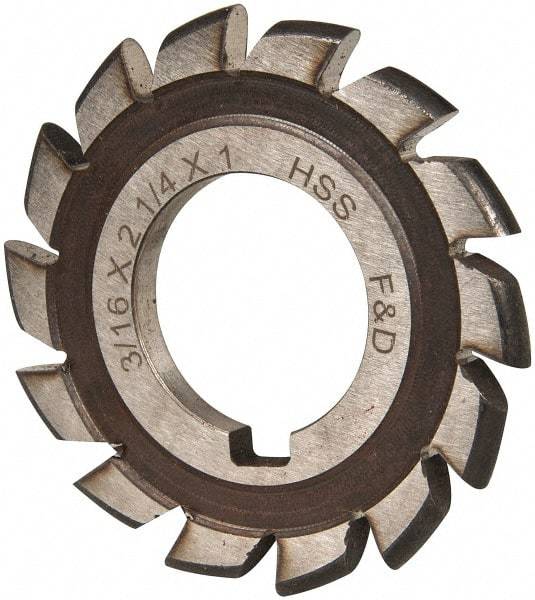 Made in USA - 3/16" Radius, 3/16" Circle Diam, 2-1/4" Cutter Diam, Arbor Connection, Convex Radius Cutter - High Speed Steel, Uncoated, Form Relieved, 14 Teeth - Benchmark Tooling