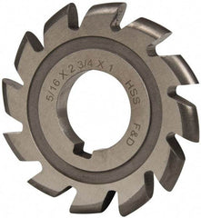 Made in USA - 5/32" Radius, 5/8" Circle Diam, 2-3/4" Cutter Diam, Arbor Connection, Convex Radius Cutter - High Speed Steel, Uncoated, Form Relieved, 12 Teeth - Benchmark Tooling