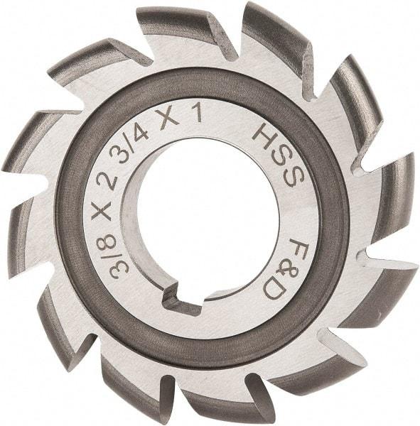 Made in USA - 3/16" Radius, 3/8" Circle Diam, 2-3/4" Cutter Diam, Arbor Connection, Convex Radius Cutter - High Speed Steel, Uncoated, Form Relieved, 12 Teeth - Benchmark Tooling