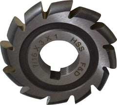 Made in USA - 7/32" Radius, 7/16" Circle Diam, 3" Cutter Diam, Arbor Connection, Convex Radius Cutter - High Speed Steel, Uncoated, Form Relieved, 12 Teeth - Benchmark Tooling