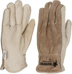 MCR Safety - Size M (8) Split Back/Grain Palm Cowhide General Protection Work Gloves - For Work & Driver, Uncoated, Full Fingered, Cream/Black/Brown, Paired - Benchmark Tooling