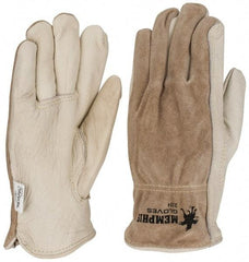 MCR Safety - Size XL (10) Split Back/Grain Palm Cowhide General Protection Work Gloves - For Work & Driver, Uncoated, Full Fingered, Cream/Black/Brown, Paired - Benchmark Tooling