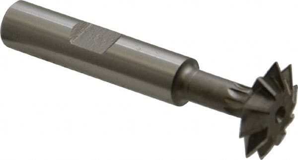 Made in USA - 3/4° 3/4" Cut Diam, 3/16" Cut Width, 3/8" Shank, High Speed Steel Double-Angle Cutter - Benchmark Tooling