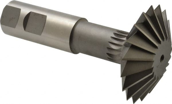 Made in USA - 2-1/4° 2-1/4" Cut Diam, 3/4" Cut Width, 7/8" Shank, High Speed Steel Double-Angle Cutter - Benchmark Tooling