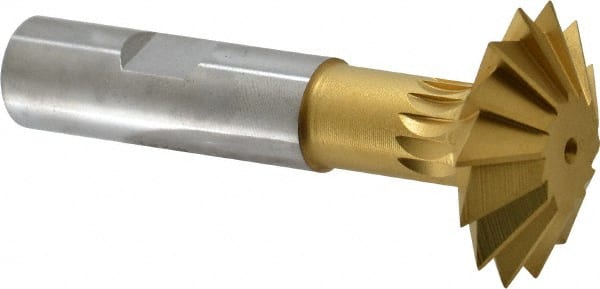 Made in USA - 1-1/2° 1-1/2" Cut Diam, 1/2" Cut Width, 5/8" Shank, High Speed Steel Double-Angle Cutter - Benchmark Tooling