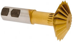 Made in USA - 2-1/4° 2-1/4" Cut Diam, 3/4" Cut Width, 7/8" Shank, High Speed Steel Double-Angle Cutter - Benchmark Tooling