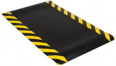 Wearwell - 5' Long x 3' Wide, Dry Environment, Anti-Fatigue Matting - Black with Yellow Chevron Borders, Vinyl with Nitrile Blend Base, Beveled on 4 Sides - Benchmark Tooling