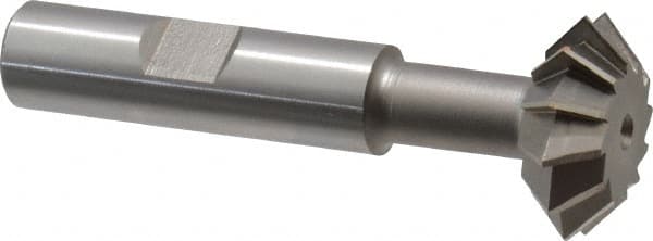 Made in USA - 1° 1" Cut Diam, 3/8" Cut Width, 1/2" Shank, High Speed Steel Double-Angle Cutter - Benchmark Tooling