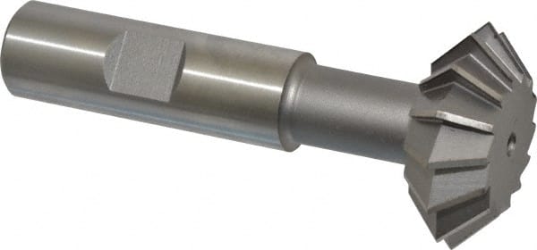 Made in USA - 1-3/8° 1-3/8" Cut Diam, 1/2" Cut Width, 5/8" Shank, High Speed Steel Double-Angle Cutter - Benchmark Tooling