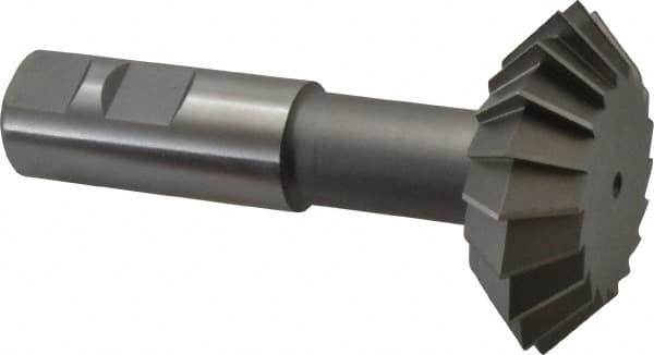 Made in USA - 2-1/4° 2-1/4" Cut Diam, 3/4" Cut Width, 7/8" Shank, High Speed Steel Double-Angle Cutter - Benchmark Tooling