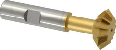 Made in USA - 1° 1" Cut Diam, 3/8" Cut Width, 1/2" Shank, High Speed Steel Double-Angle Cutter - Benchmark Tooling