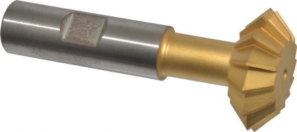 Made in USA - 1-3/8° 1-3/8" Cut Diam, 1/2" Cut Width, 5/8" Shank, High Speed Steel Double-Angle Cutter - Benchmark Tooling