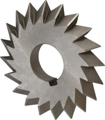 Made in USA - 4° 4" Cut Diam, 1/2" Cut Width, 1-1/4" Arbor, High Speed Steel Double-Angle Cutter - Benchmark Tooling