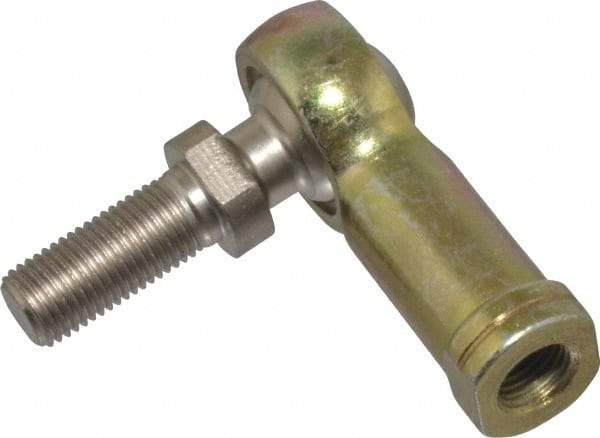 Alinabal - 3/8" ID, 1" Max OD, 3,250 Lb Max Static Cap, Spherical Rod End - 3/8-24 LH, 9/16" Shank Diam, 15/16" Shank Length, Steel with Molded Nyloy Raceway - Benchmark Tooling