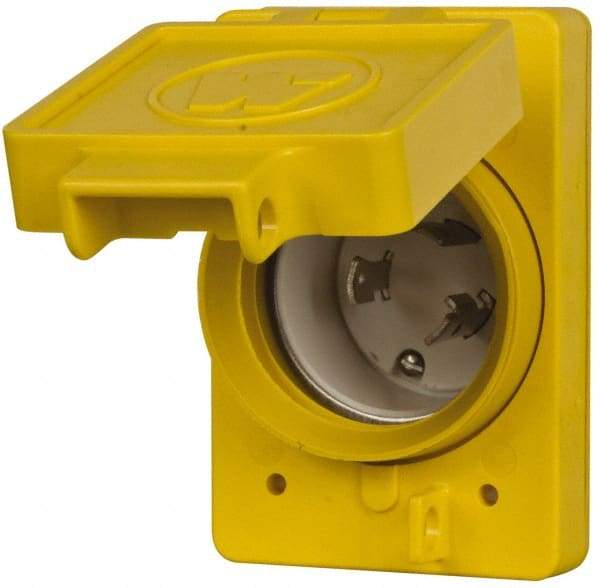 Value Collection - 125 VAC, 30 Amp, L5-30P NEMA, Self Grounding Receptacle - 2 Poles, 3 Wire, Male End, Yellow - Benchmark Tooling