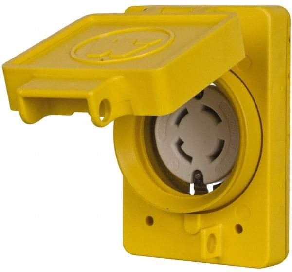 Value Collection - 250 VAC, 30 Amp, L15-30R NEMA, Self Grounding Receptacle - 3 Poles, 3 Wire, Female End, Yellow - Benchmark Tooling