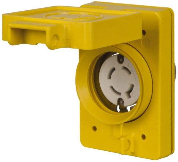 Value Collection - 480 VAC, 20 Amp, L16-20R NEMA, Self Grounding Receptacle - 3 Poles, 3 Wire, Female End, Yellow - Benchmark Tooling