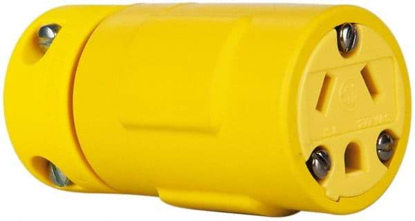 Value Collection - 277 VAC, 15 Amp, 7-15 NEMA, Straight, Ungrounded, Industrial Grade Connector - 2 Pole, 3 Wire, Rubber, Yellow - Benchmark Tooling