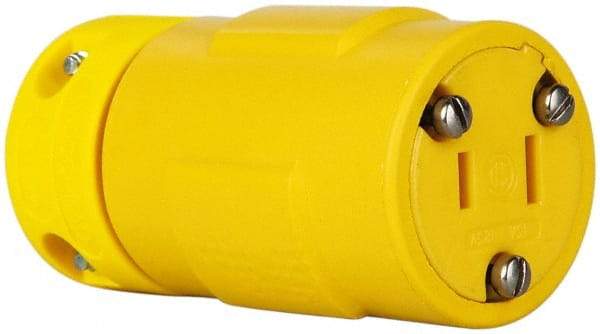 Value Collection - 125 VAC, 15 Amp, 1-15R NEMA, Straight, Ungrounded, Industrial Grade Connector - 2 Pole, 2 Wire, 1 Phase, Rubber, Yellow - Benchmark Tooling