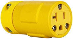 Value Collection - 125 VAC, 20 Amp, 5-20 NEMA, Straight, Ungrounded, Industrial Grade Connector - 2 Pole, 3 Wire, 1 Phase, Rubber, Yellow - Benchmark Tooling