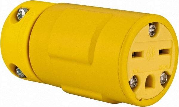 Value Collection - 250 VAC, 15 Amp, 6-15 NEMA, Straight, Ungrounded, Industrial Grade Connector - 2 Pole, 3 Wire, 1 Phase, Rubber, Yellow - Benchmark Tooling