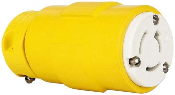 Value Collection - 125/250 VAC, 20 Amp, NonNEMA, Straight, Ungrounded, Industrial Grade Connector - 3 Pole, 3 Wire, 1 Phase, Rubber, Yellow - Benchmark Tooling