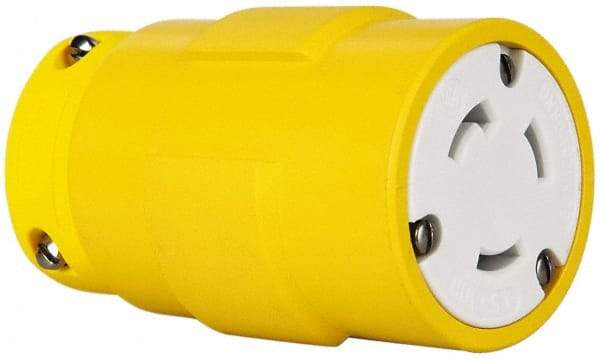 Value Collection - 125 VAC, 30 Amp, L5-30 NEMA, Straight, Ungrounded, Industrial Grade Connector - 2 Pole, 3 Wire, 1 Phase, Rubber, Yellow - Benchmark Tooling