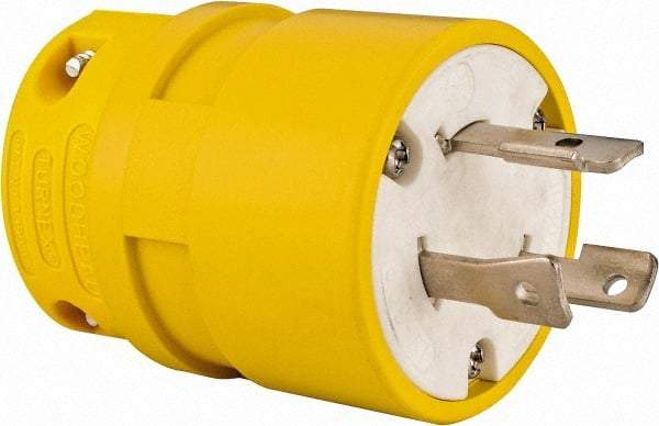 Value Collection - 277 VAC, 30 Amp, L7-30 NEMA, Straight, Ungrounded, Industrial Grade Plug - 2 Pole, 3 Wire, 1 Phase, Rubber, Yellow - Benchmark Tooling