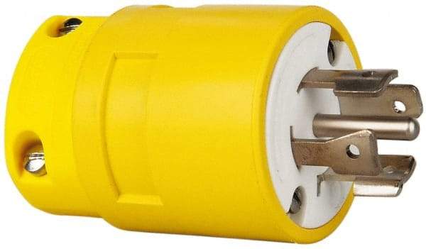 Value Collection - 277/480 VAC, 20 Amp, L22-20 NEMA, Straight, Self Grounding, Industrial Grade Plug - 4 Pole, 5 Wire, 3 Phase, Rubber, Yellow - Benchmark Tooling